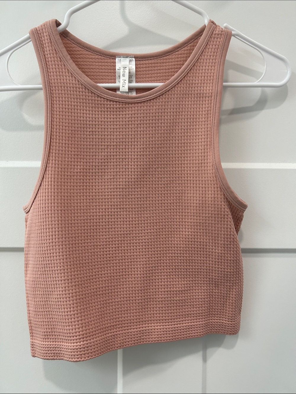 New Mix Waffle Knit Sleeveless Crop Tank — Mauve Pink
